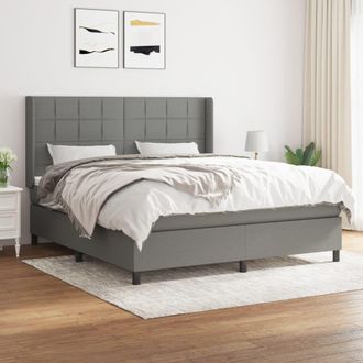 vidaXL Vidaxl - Cama Box Spring Con Colch&oacute;n Tela Gris Oscuro 180x200 Cm