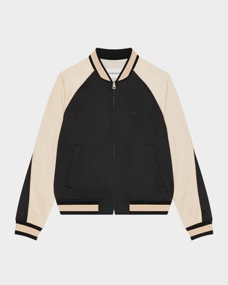 Givenchy Men & apos;s Satin Rhinestone-Logo Bomber Jacket