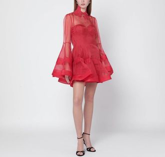 Zimmermann Rebellion red bell-sleeve mini dress