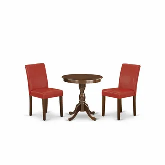 East West Furniture ESAB3-MAH-72 - 3-Pc Kitchen Dining Room Set - 2 Dining Padded Chairs and 1 Dining Table (Mahogany Finish)