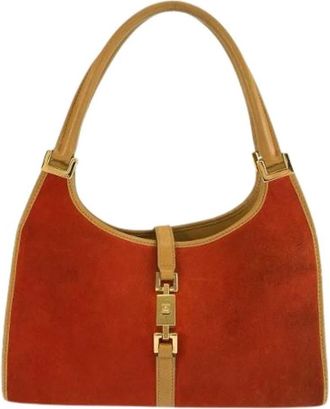 Gucci Pre-owned Jackie Suede Leather Handbag - Dames - Vintage Schoudertas - Rood - ONE Size - Leer - Vintage
