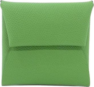 Herm&egrave;s Bastia Celeste Vert Epsom Leather Coin Purse/Coin Case (Pre-Owned)