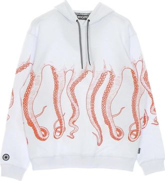 Octopus Witte Hoodie Mannen Outline - Heren - Hoodies - Wit - XL - Katoen - Hoodies & sweatvesten