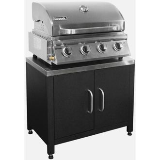 Sweeek Barbacoa De Gas De 4 Quemadores De Mesa + Cocina Exterior De Acero, 80cm