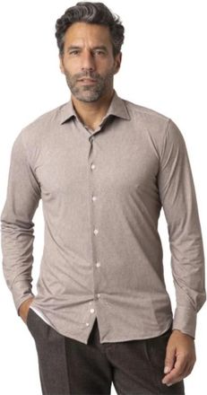 Orian Stretch Heathered Shirt - Heren - Casual Overhemden - Beige - XL - Leer - Overhemden