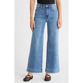 Paige Anessa Braided Pocket High Waist Ankle Wide Leg Jeans in Encino at Nordstrom, Size 27P
