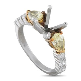 Luxury Bazaar Platinum and 18K Yellow Gold 1.10ct Diamond Mounting Ring MF23-070826