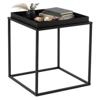 Dmora Mesa De Centro Lorsica, Forma Cuadrada, Tapa De Metal, Estante Negro, 45x45x52h Cm Negro