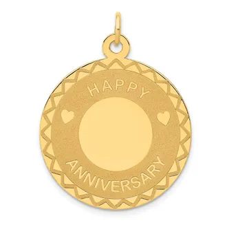 Diamond2Deal 14k Yellow Gold HAPPY ANNIVERSARY Charm