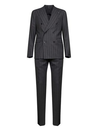 Tagliatore double-breasted pinstriped suit - Grey