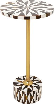 Kare Design Mesa auxiliar damero estrella blanco y marrón 25cm