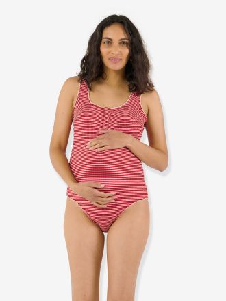 Cache Coeur Gestreifter Umstands-Badeanzug DINARD CACHE COEUR rot