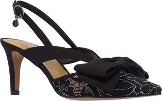 J. Rene&eacute; Morigen Slingback Pointed Toe Pump in Black/Silver at Nordstrom, Size 10.5