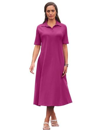 Jessica London Notch Neck Midi Dress in Raspberry at Nordstrom, Size Small