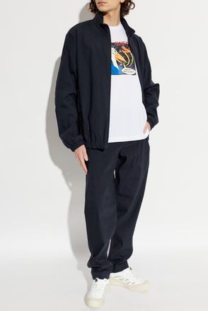 Moncler Trousers With Logo Patch, Mens, Navy Blue