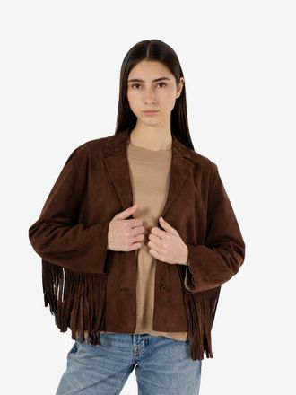 Bully Giacca in suede con frange caff&egrave;