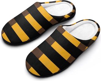 Generic Yellow Scottish Tartan Plaid Cotton Slippers for Women Indoor Outdoor Slipper Slip-On Memory Foam Home Shoes
