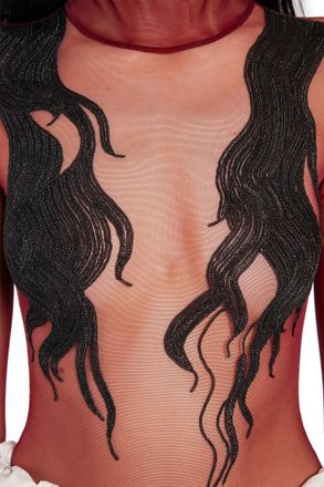 Dilara Findikoglu Embroidered Hair Bodysuit