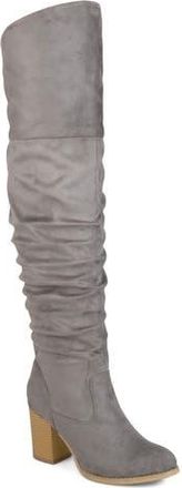 Journee Collection Kaison Wide Calf Ruched Tall Boot - Wide Calf in Grey at Nordstrom Rack, Size 9.5 Wide Calf