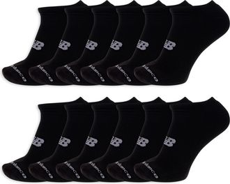 New Balance Mens Athletic Arch Compression Cushioned Low Cut Socks (6 Pack), Size Shoe Size: 6-12.5, Black/Grey Stripe