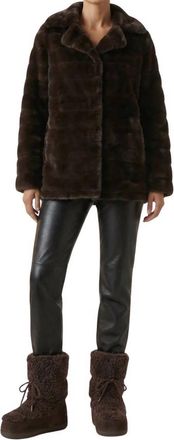 Americandreams Womens Bailey Faux Fur Short Coat In Dark Brown