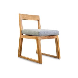 Puma Naturel - Silla De Exterior De Teca Maciza Natural, 50x59,5x79 Cm, Con Coj&iacute;n Impermeable Gris Perla (natofch50b)