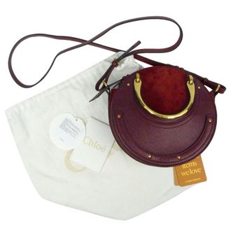 Chlo&eacute; Burgundy/Red Suede & Leather Pixie Crossbody Bag