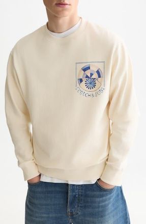 Scotch & Soda Graphic Crewneck Sweatshirt in Eggnog at Nordstrom, Size Xx-Large