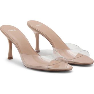 Mango Transparent Strap Slide Sandal in Beige at Nordstrom, Size 9.5Us