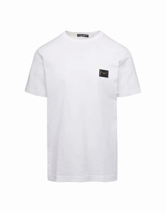 Dolce & Gabbana Mens Dolce & Gabbana Plaque Logo T-Shirt White - Size: 38