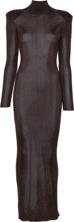 Self Portrait Brown Viscose Knit Maxi Dress