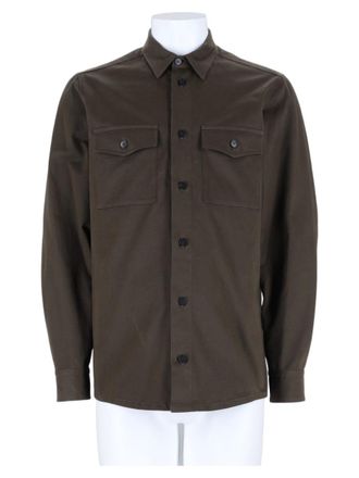 low brand Brown Structured Flap Pocket Cotton Casual Shirt