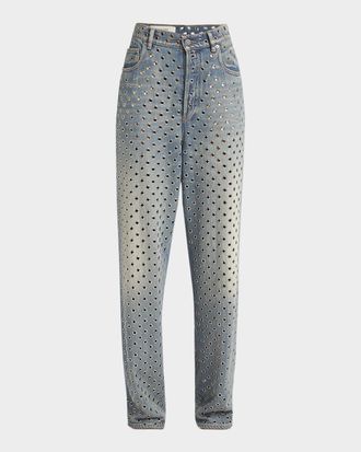 Golden Goose Kim Grommet Sandwash Denim Straight-Leg Jeans