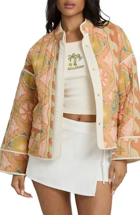 Billabong Folk Story Abstract Oversize Quilted Jacket in Sand at Nordstrom, Size X-Small