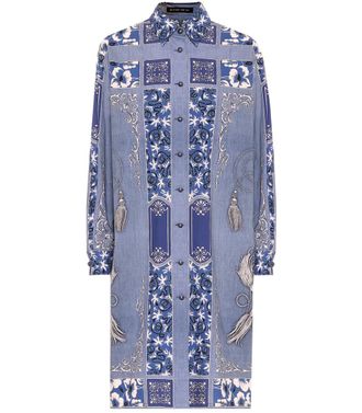 Etro Blue Printed Shirt Dress Size S