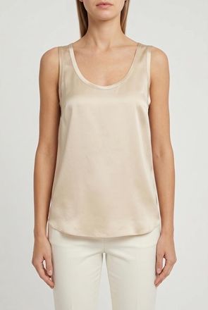 Brunello Cucinelli Light Gold Silk Tank Top, Size X-Large