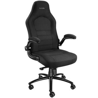 TecTake Silla oficina ergon&oacute;mica tapizada ajustable negro 70x67cm