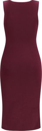 SA SU PHI Womens Sleeveless Slim-Fit Long Silk Dress Aubergine