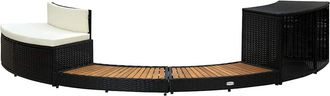vidaXL Borde De Ba&ntilde;era De Hidromasaje Rat&aacute;n Pe Madera De Acacia Negro Vidaxl