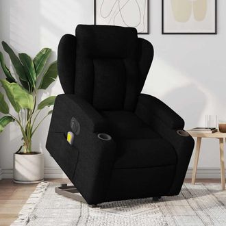 vidaXL Vidaxl - Sill&oacute;n De Masaje El&eacute;ctrico Reclinable Elevable Tela Negro