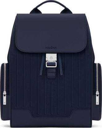 Rimowa Never Still - Canvas Flap Backpack Large in Navy Blue - Canvas & Leather