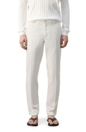 Mango Regular Fit Pleat Front Pants in Off White at Nordstrom, Size 34