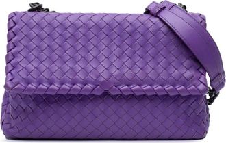 Bottega Veneta Pre-owned Cross Body Bags, female, Purple, Size: ONE SIZE Pre-owned Intrecciato Nappa Leather Shoulder Bag