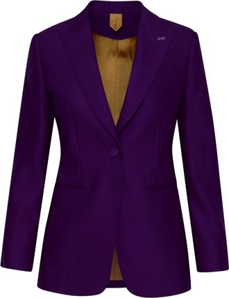Max Mara Purple Silk Blend Buckle Blazer Jacket