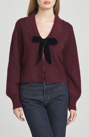 Wayf Sloane Bow Cardigan in Merlot at Nordstrom Rack, Size X-Small