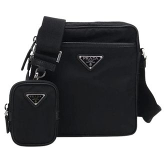 Prada Pre-owned Cross Body Bags, male, Black, Size: ONE SIZE Pre-owned Vintage Nylon Shoulder Bag