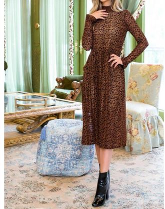 THML Clothing Devore Midi Dress In Leopard