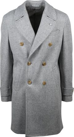 L.B.M. 1911 Dubbele-breasted jas - Heren - Mantel - Grijs - 3XL - Wol - Jassen