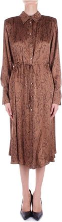 Liu Jo Beige Jurk Met Voorknoppen - Dames - Shirt Kleedjes - Beige - XL - Kleedjes