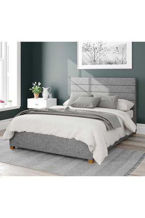 Aspire Home Accents Kelly Upholstered Ottoman Storage Bed, Saxon Twill Fabric in Grey | Size: Super King
